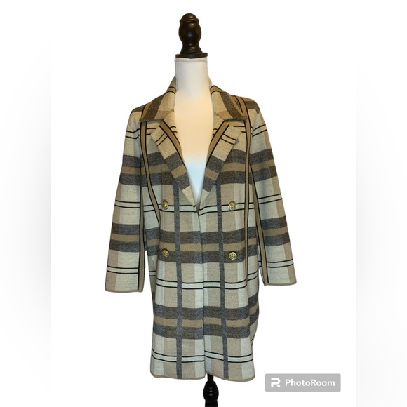 Anne Klein Open Knit Long Line Sweater Cardigan Shacket Size L - Picture 1 of 10